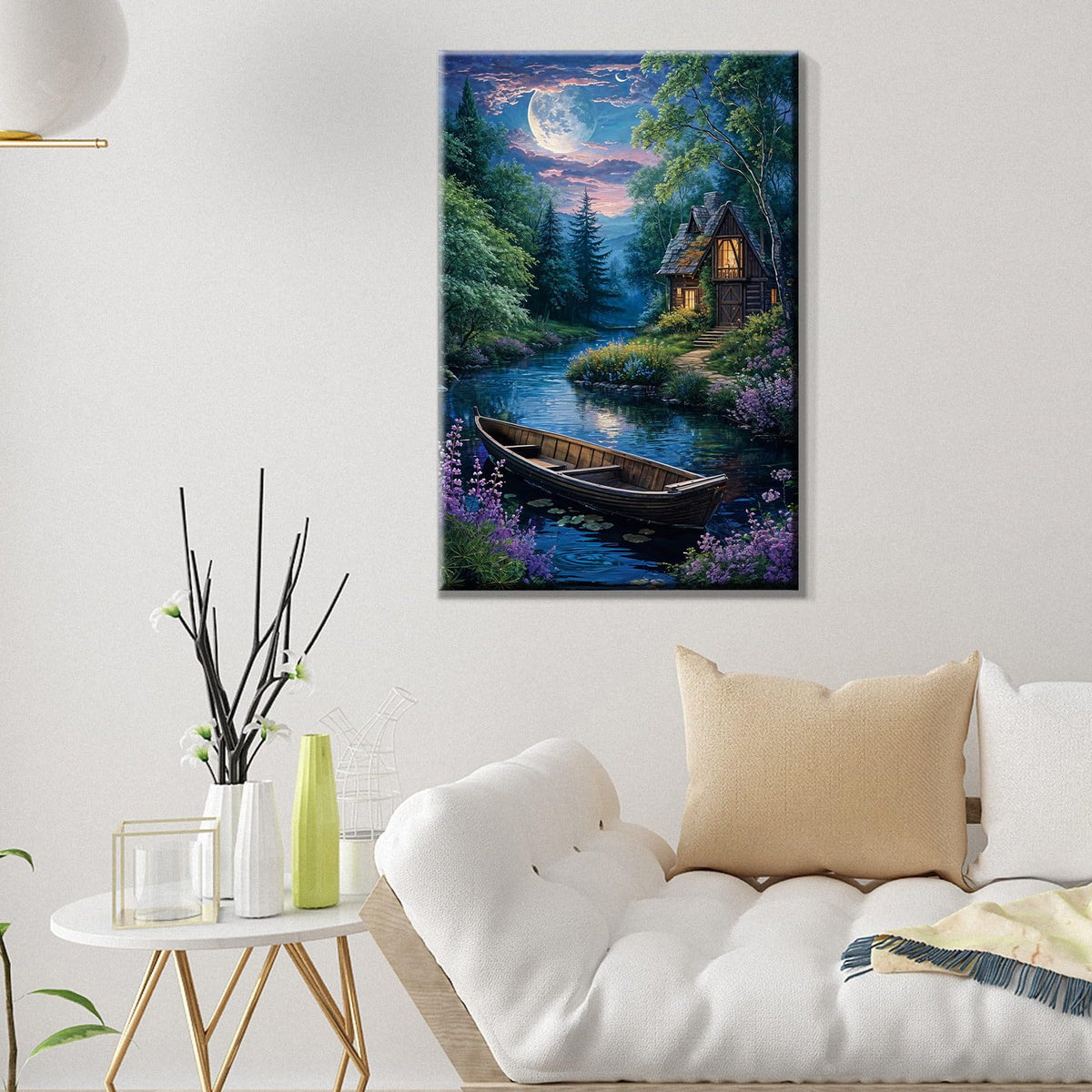 ATDMS Landscape Paint by Numbers Kit for Adult with Easel DIY Cabin Paint by Number with Frame Lake House Digital Oil Painting Kits for Wall Hanging Home Room Decor 7.87x11.81 Inch ATDMS