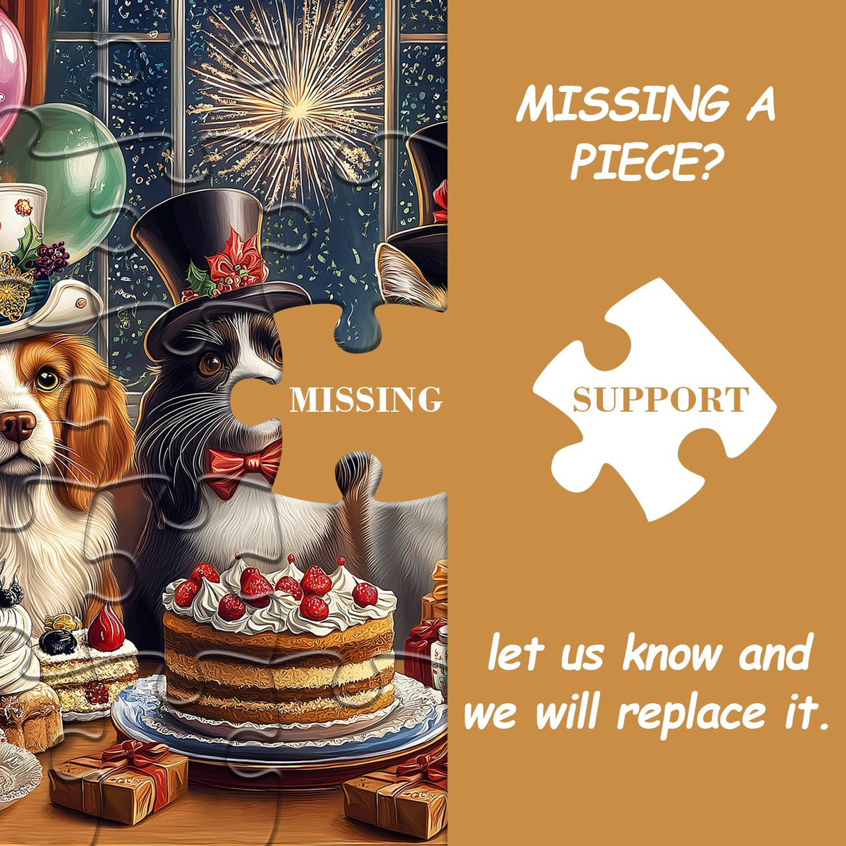 Dog Puzzles for Adults 1000 Pieces, Cat Jigsaw Puzzle Birthday Cake Puzzle Christmas, Funny Animal Puppy Kittens Puzzle, Holiday Jigsaw Puzzle PICKFORU