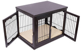 BIRDROCK HOME Decorative Dog Kennel with Pet Bed | Small | Fits Small Dogs | Double Door | Indoor Pet Crate Engineered Wood & Wire Furniture House for Dogs| Side Table | Nightstand – Espresso BIRDROCK HOME