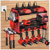 Veitorld Power Tool Organizer with Charging Station - 4 Drill Holders - Heavy Duty Modular Wall Mount Rack for Garage, Tool Storage Organizer - Christmas Birthday Gifts for Men Dad Him Husband Veitorld