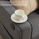 TYBOATLE 88" W Modern 3 Seater Sofa Couch, Fabric Linen Deep Seat Mid Century Couches w/ 2 USB Charging Ports and Upholstered Cushions, Comfy Sofas for Living Room, Bedroom, Apartment (Dark Gray) TYBOATLE