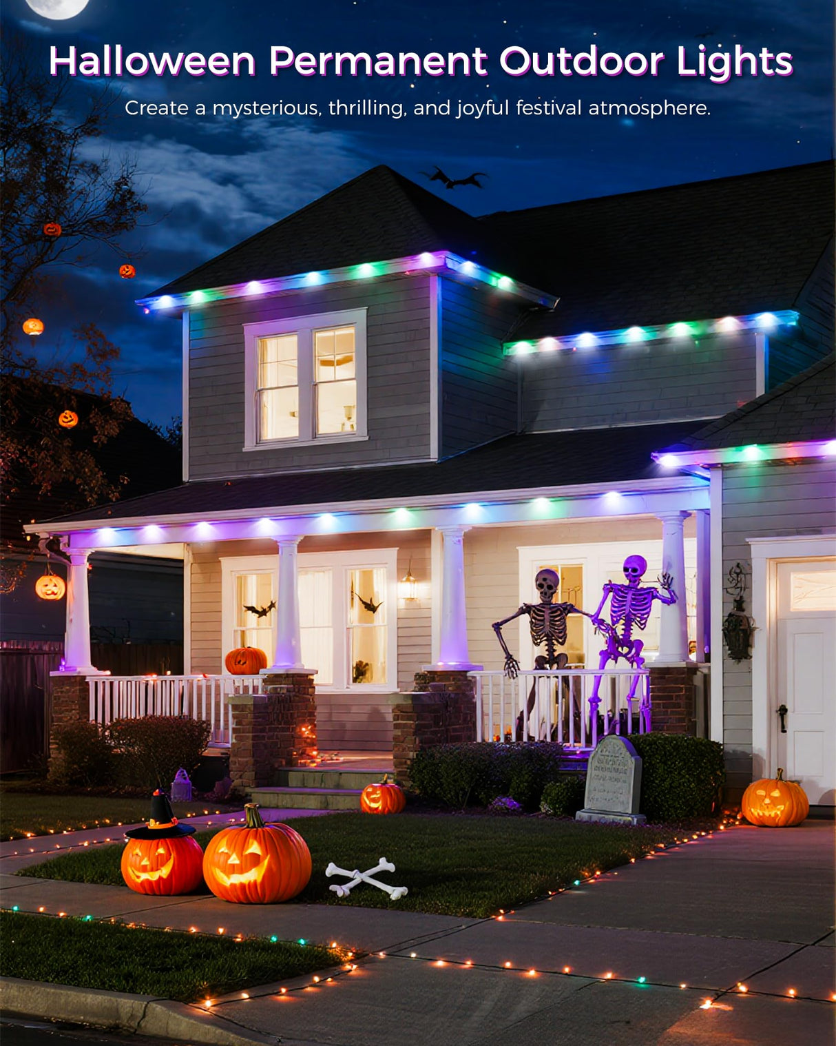 Permanent Outdoor Lights for House, 100ft Smart RGB LED Eave Lights Outdoor Decor with App/Remote Control, IP67 Waterproof Lighting with Multi Scene Modes for Halloween, Daily, Party, Holiday JarryStart