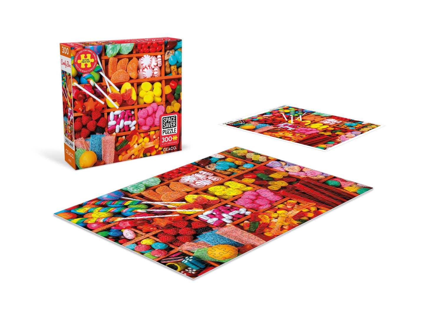 Ceaco – Candy Box - 300 Piece Jigsaw Space Saver Puzzle – Puzzles for Smaller Spaces and Surfaces