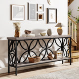 Tribesigns 70.9-Inch Narrow Sofa Table, Industrial Long Sofa Table Behind Couch, Entry Console Table with Storage for Entryway, Living Room, Foyer, Unique Design, Vintage Grey Tribesigns