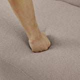 KEIKI Curved Lamb's Wool Boneless Modular Sectional Couch with Pillows, 4 Seater Comfy Cloud Sofa for Living Room Bedroom, Modern Minimalist Style, Compressed (No Assembly Required), Brown KEIKI