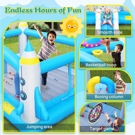 Large Bounce House for Big Kids, 16.5ft x 15ft Inflatable Bouncy Houses with Slide, Bouncy Area, Obstacle Arch, Basketball Hoop & Dart Game, Blue Bouncer Jump House Holds 6 Kids Aged 3-10, 650W Blower Ytonisld