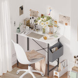 Pamray 32 Inch Computer Desk for Small Spaces with Storage Bag, Home Office Work Desk with Headphone Hook, Small Office Desk Study Writing Table Pamray