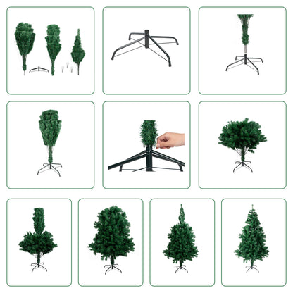 9FT 2,300 Tips Artificial Christmas Pine Tree Fake Xmas Spruce Trees Holiday Decoration with Metal Stand Easy Assembly for Outdoor and Indoor Decor Green