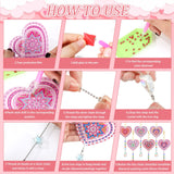 Perthlin 6 Pieces Pink Heart Diamond Art Kits Double Sided Heart Suncatchers Wind Chimes Diamond Art Ornaments for Craft Gifts Hanging Accessories Perthlin