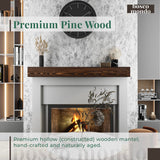 BoscoMondo Fireplace Mantel, Handcrafted Rustic from Solid Pine, Wall-Mounted Floating Farmhouse Shelf - 8"x6", 66" Brown BoscoMondo
