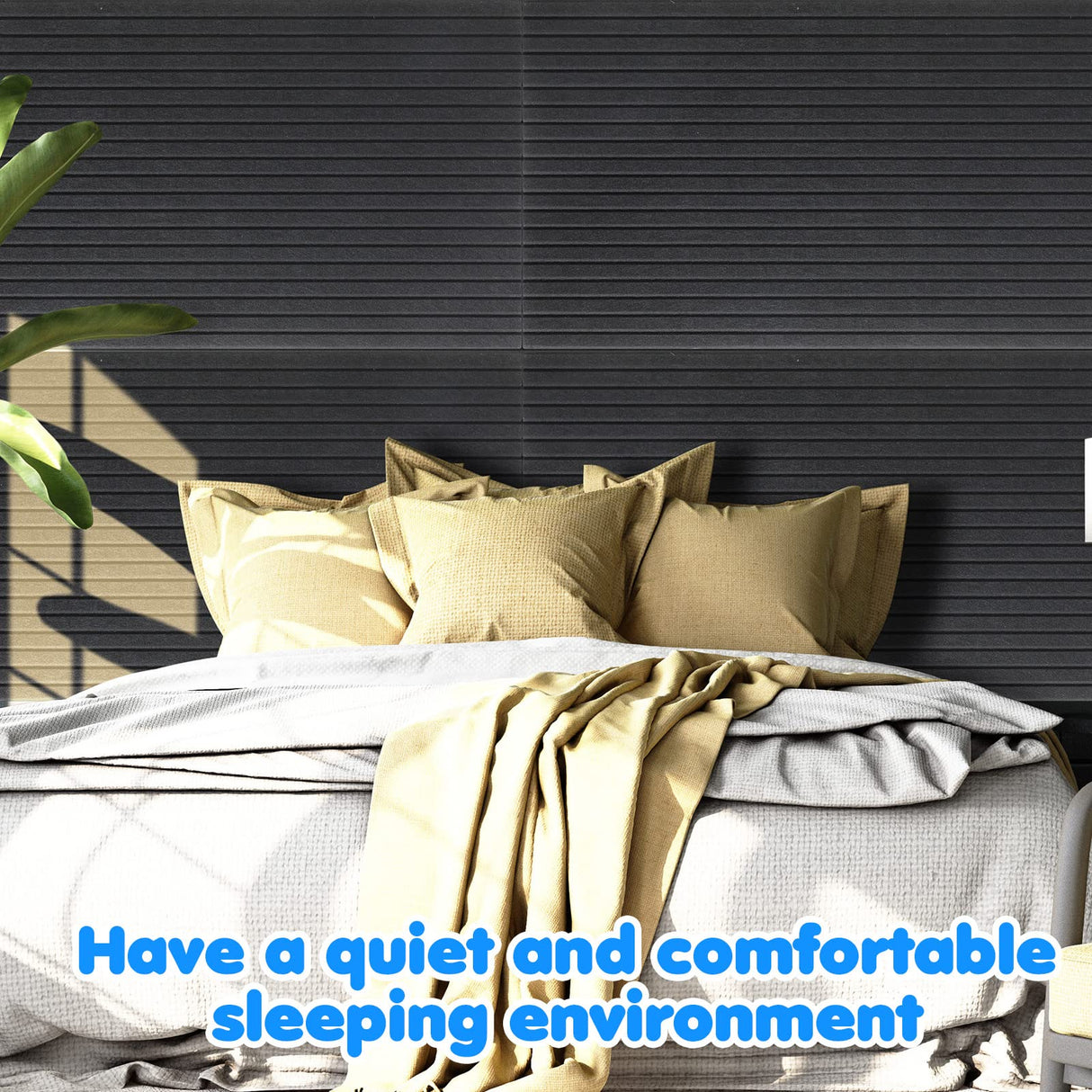 Woanger 5 Pack Large Acoustic Panels 47x24x0.4 Inch Sound Dampening Panels Self-Adhesive Noise Absorbing Sound Proof Wall for Echo Absorption for Home Studio Office Game Room(Black) Woanger