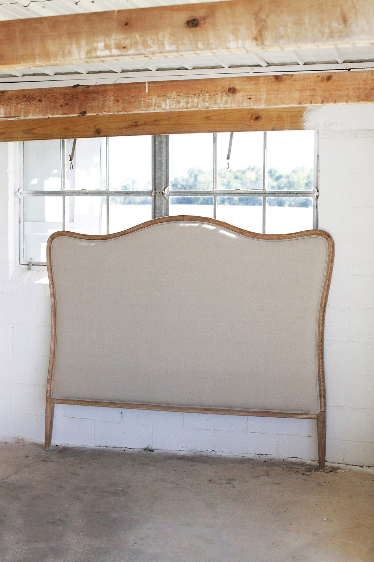 Creative Co-Op Oak & Linen King Size Headboard Creative Co-Op