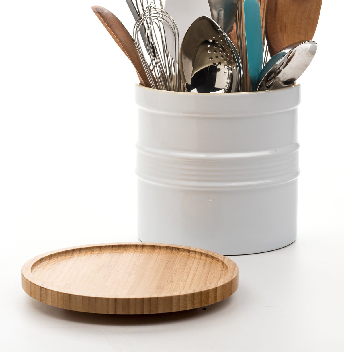 RSVP International Tool Crock Turntable Lazy Susan, Bamboo, 8.25" | Handy in Cabinets or on Counters | Rotating Base with Sturdy Lip | Organize Spices & Small Bottles RSVP International