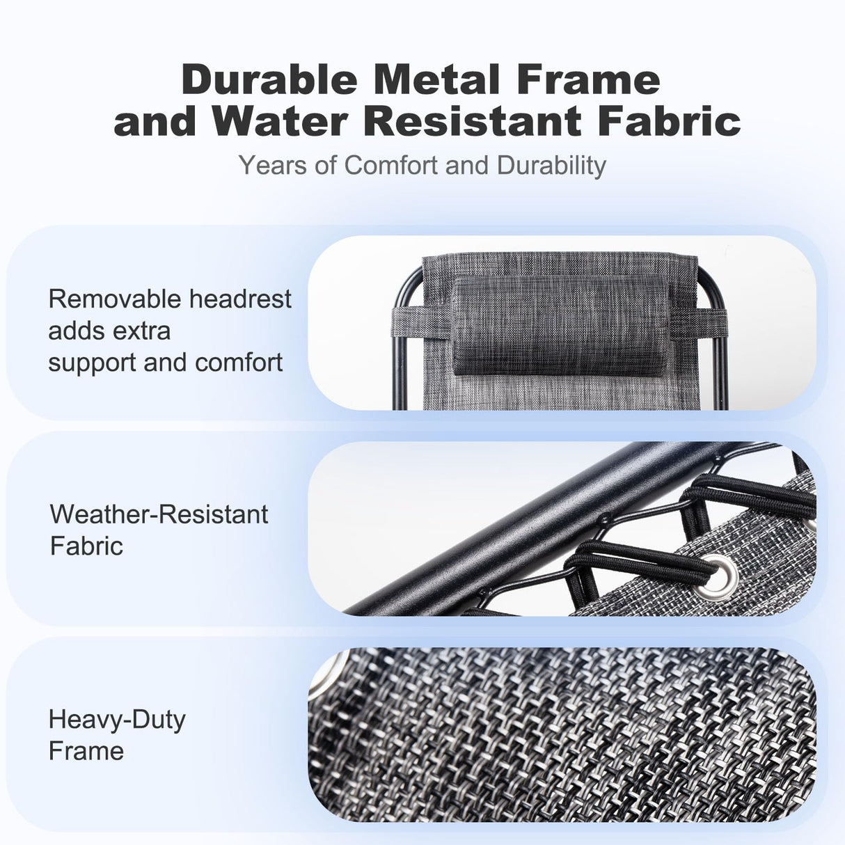 Nazhura Set of 2 Relaxing Recliners Patio Chairs Adjustable Steel Mesh Zero Gravity Lounge Chair Beach Chairs with Pillow and Cup Holder(Grey) Nazhura