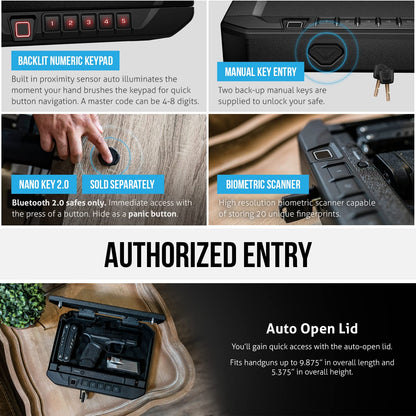 VAULTEK VS10i Biometric Handgun Bluetooth 2.0 Smart Safe Pistol Safe with Auto-Open Lid and Rechargeable Battery