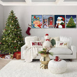 Ninonly Christmas Paint by Numbers Kit, 4 Pack Framed Adults' Paint-by-Number Kits Crafts for Adults Beginner with Wooden Easel, Brushes, Acrylic Painting, 9 * 12 Inch Ninonly