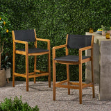 Christopher Knight Home Calista Acacia Wood Barstools with Outdoor Mesh (Set of 2), Teak and Black Christopher Knight Home