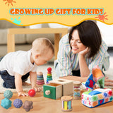 Montessori Toys for Babies 6-12 Months,1 Year Old,8 in 1 Learning Educational Set Wooden Sensory Toys for Baby Toys 12-18 Months (Includes Tissue Box Toy,Rainmaker and More) Tooysea