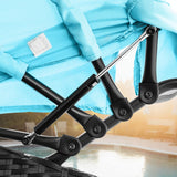 YITAHOME Outdoor Furniture Patio Round Daybed with Retractable Canopy, Soft Cushions, and Storable Side Table for Leisure in Porch Backyard, Turquoise YITAHOME