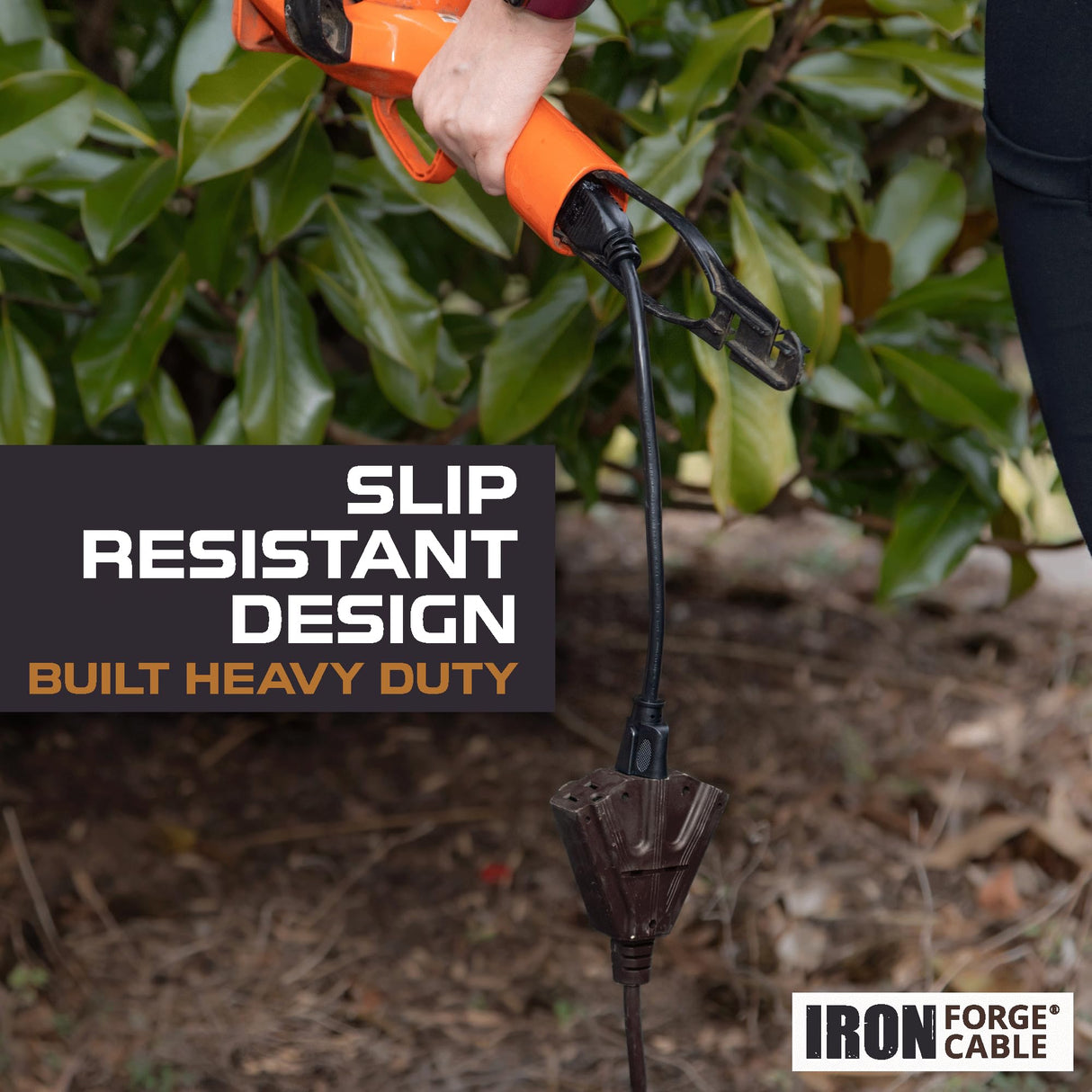 Iron Forge Cable 100 Ft Brown Extension Cord with 3 Outlets,16/3 SJTW Heavy Duty Outdoor Extension Cord, Multiple Outlets, 3 Prongs, Weatherproof Cable for Appliances, Garden, Lawn, Lights Decoration IRON FORGE CABLE