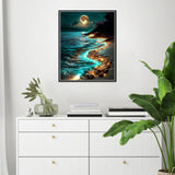 Hutarosl Moonlight Beach Paint by Number Canvas for Adults-Moonlight Paint by Numbers Kit for Adults,Beach Paint by Number Adult,Canvas Paint by Numbers for Adult for Gifts Home Decor 16x20in Hutarosl