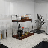 Dorhors 2 Tier Bathroom Counter Organizer Storage,Vanity Organizer for Bathroom Counter,Wood Standing Rack for Kitchen(Walnut) Dorhors