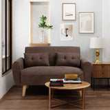 Shintenchi Small Modern Loveseat Couch Sofa, Mid Century Fabric Upholstered 2-Seat Sofa Couch Love Seats Furniture for Small Space,Living Room,Studio,Apartment with 2 Pillows,Brown Shintenchi