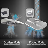 SNDOAS 30 inch Range Hood Ducted/Ductless Convertible Stainless Steel Range Hood Under Cabinet with Rocker Button Control,Vent Hood with LED Light,2 Speed Exhaust Fan,Under Cabinet Hood,Silver SNDOAS