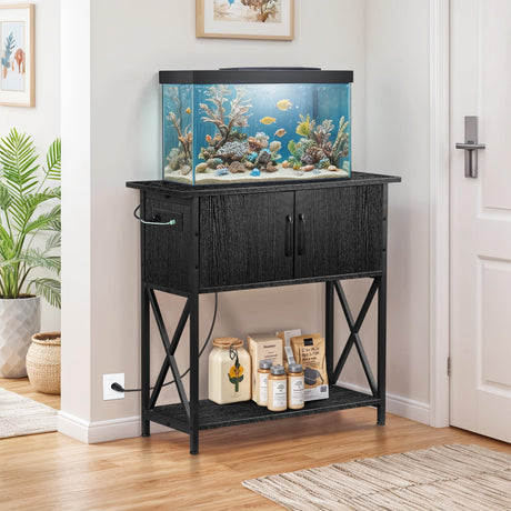 ZENY 20-29 Gallon Fish Tank Stand with Cabinet for Fish Tank Accessories Storage, Metal Double Aquarium Stand, 30.71''L x 12.6''W Tabletop, 330LBS Capacity ZENY