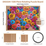 DIKASHI 1500 Pieces Rotating Puzzle Board with 6 Drawers, Lazy Susan & Transparent Cover, 34.2"x25.2" Portable Wooden Jigsaw Puzzle Board, Great Gift for Puzzle Enthusiasts DIKASHI