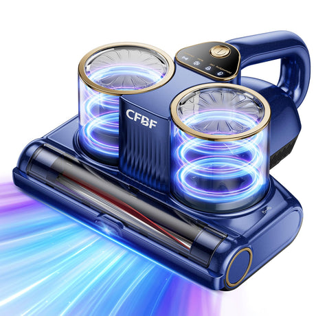 CFBF Mattress Vacuum Cleaner, Bed Vacuum Cleaner with 16Kpa Suction 253.7nm UV-C Light, Ultrasonic & High Heating, 500W Powerful Double-Cup Handheld Vacuums for Bed, Sofa, Couch, Crib, 16.4FT Corded CFBF