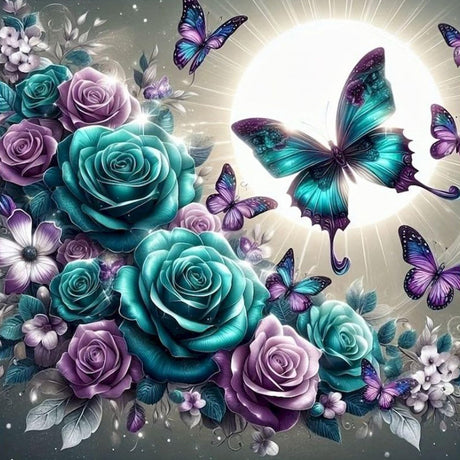 Axquilon Butterfly Diamond Art Kits for Adults - Rose Diamond Painting Kits for Adults Beginner, DIY 5D Full Drill Gem Art for Home Wall Decor 14x14 inch Axquilon