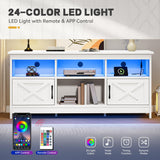 YITAHOME TV Stand for 65 Inch TVs, Entertainment Center with Storage Cabinets, Power Outlet & LED Light, Media Console Living Room Furniture, White YITAHOME