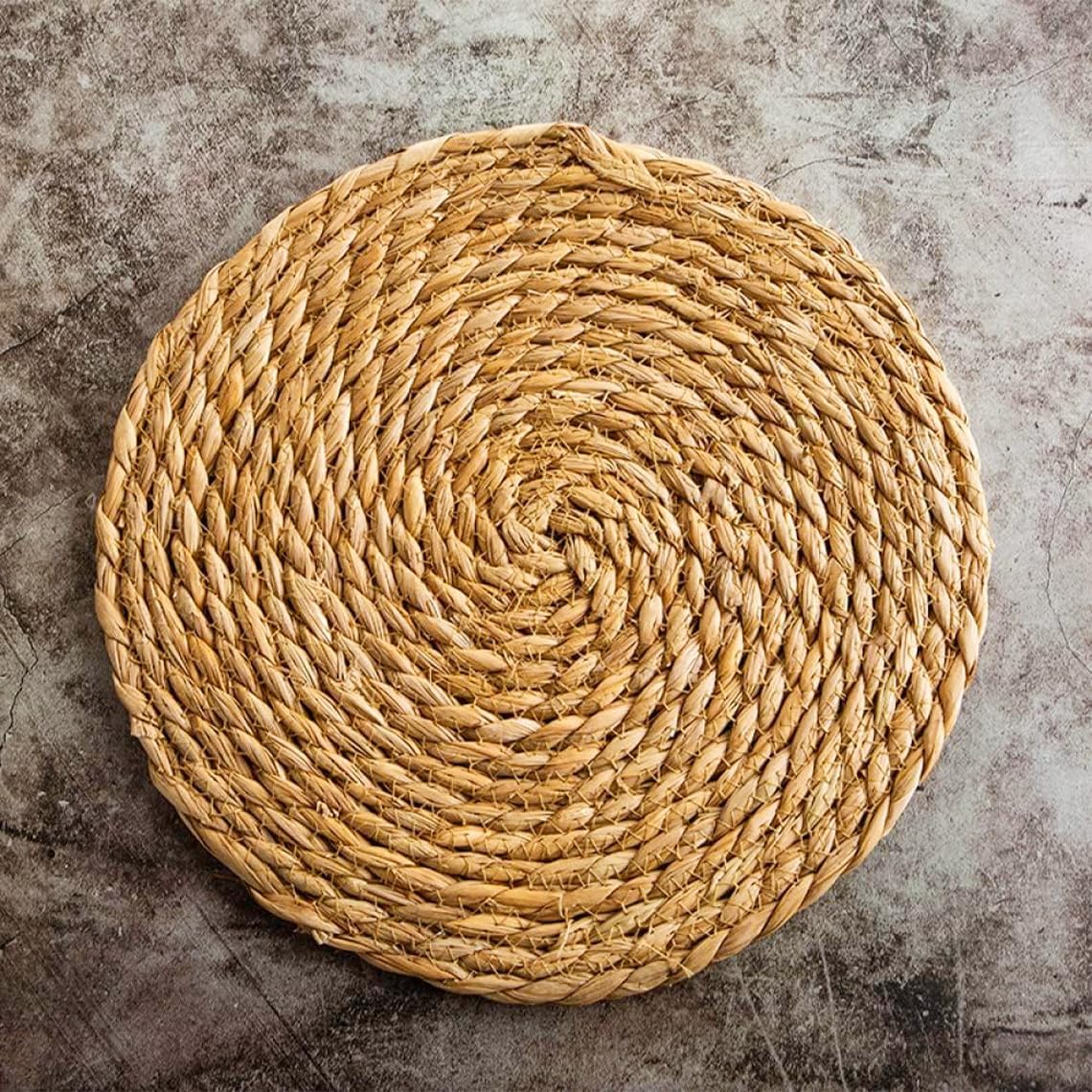 Round Woven Placemats Set of 4, 12" Boho Rattan Placemats Natural Hand-Woven Place Mats Table Decor, Chargers for Dinner Plates, Farmhouse Place Mats, Wicker Table Mats for Dining Table, Home Qavinch