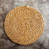 Round Woven Placemats Set of 4, 12" Boho Rattan Placemats Natural Hand-Woven Place Mats Table Decor, Chargers for Dinner Plates, Farmhouse Place Mats, Wicker Table Mats for Dining Table, Home Qavinch