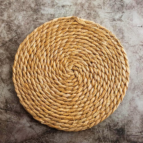 Round Woven Placemats Set of 4, 12" Boho Rattan Placemats Natural Hand-Woven Place Mats Table Decor, Chargers for Dinner Plates, Farmhouse Place Mats, Wicker Table Mats for Dining Table, Home Qavinch