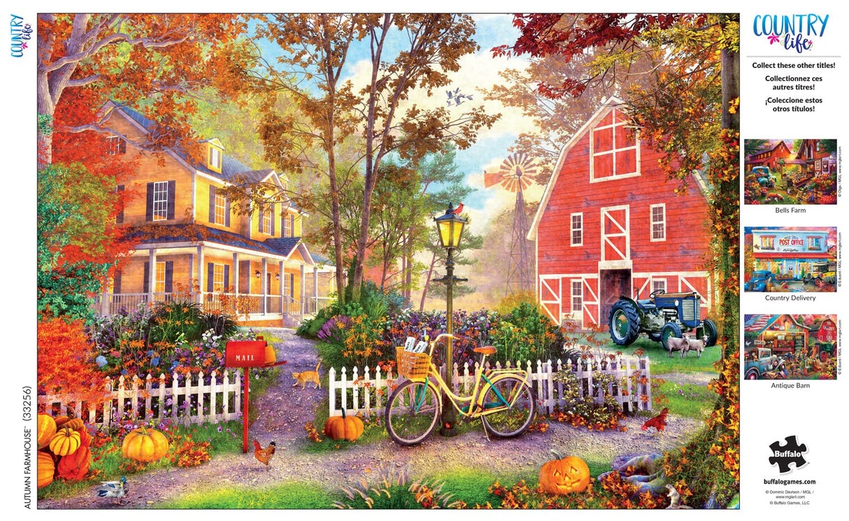 Buffalo Games - Dominic Davison - Autumn Farmhouse - 500 Piece Jigsaw Puzzle For Adults -Challenging Puzzle Perfect for Game Nights - Finished Size is 21.25 x 15.00 Buffalo Games