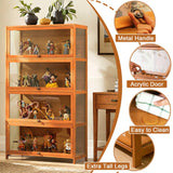3-Tier Curio Display Cabinet, Storage Shelves with Acrylic Flip Door, Collectibles Toy Organizers Rack & Display Shelf, Bookshelf and Bookcase for Playroom, Bedroom, Office,Wooden,106×80cm/42×32in Generic
