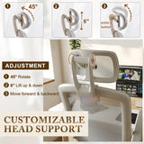 GABRYLLY Ergonomic Office Chair, High Back Home Desk Chair with Flip-Up Arms, Headrest, 90-120° Tilt and Wide Cushion, 400LBS White Mesh Chair for Work Gaming Study (GY01-NT, Woodgrain Pattern) GABRYLLY