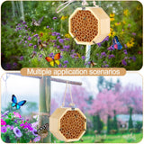 Mason Bee House - Handcrafted Natural Wooden Bee Hotel with Waterproof Wax Coating - Attracts Peaceful Pollinators, Enhances Garden Productivity NASIDE