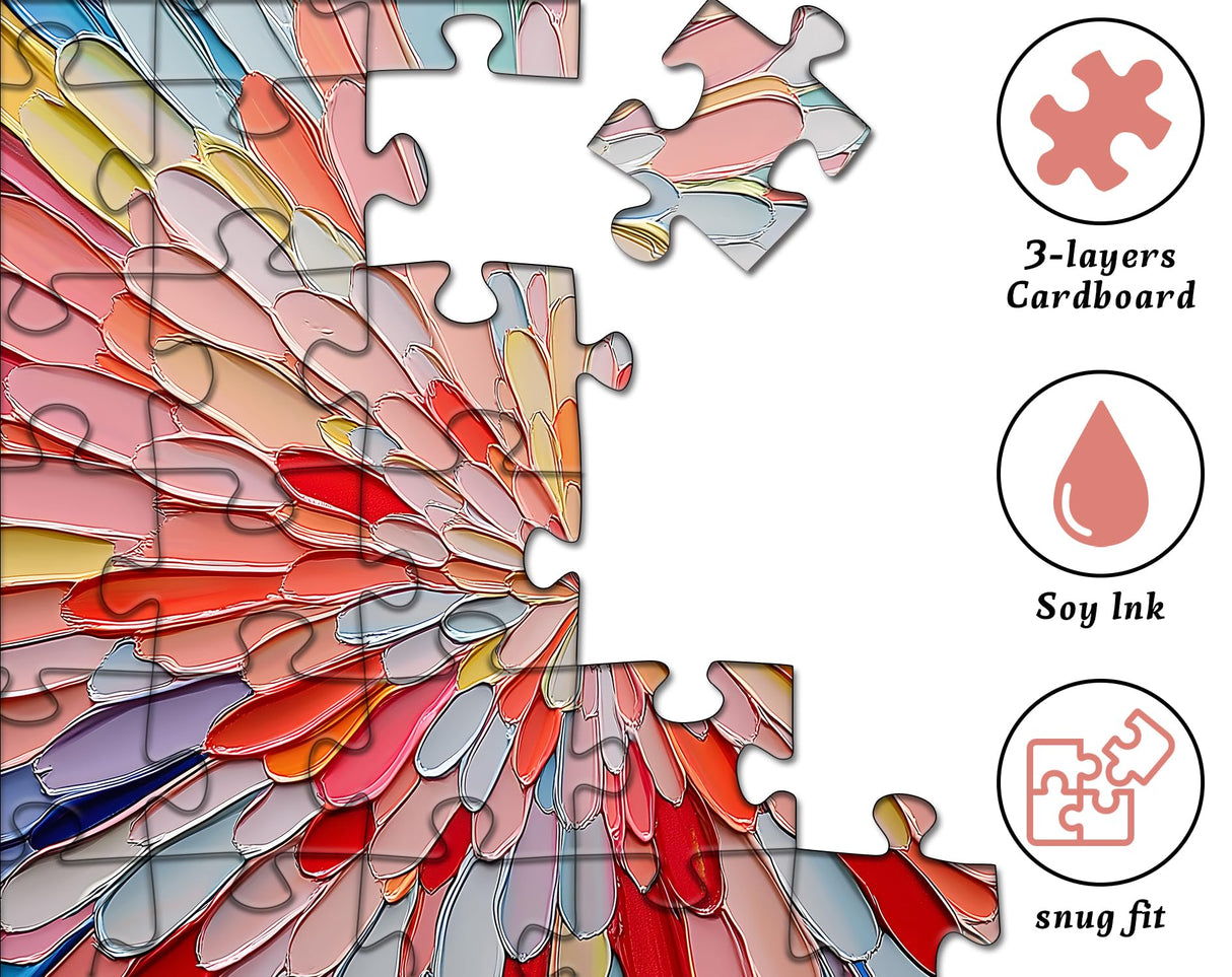 Hard Impossible Puzzles for Adults 1000 Piece, Gradient Rainbow Puzzle Flower, Colorful Challenging Difficult Jigsaw Puzzles Painting PICKFORU