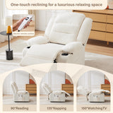 Hicosit Power Recliner Chair,Electric Reclining Chair for Adults,Adjustable Home Theater Seating Lounge,Recliners for Living Room,Bedroom with Charging Ports,Stripe White Hicosit
