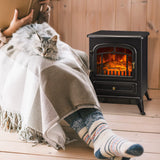 HOMCOM 22" Electric Fireplace Heater, Freestanding Fire Place Stove with Realistic LED Flames and Logs, and Overheating Protection, 750W/1500W, Black HOMCOM