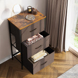AODK Dresser for Bedroom Nightstand Small Dresser Chest of Drawers End Table for Living Room, Closet Dresser with 3 Storage Drawers Organizer Clothes, Brown AODK