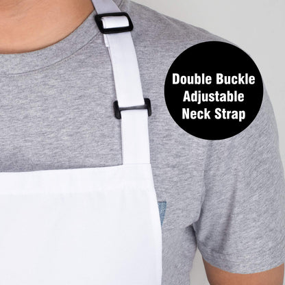 Xornis 2 Pack Bib Aprons with 2 Pockets Kitchen Apron Cooking Chef, White