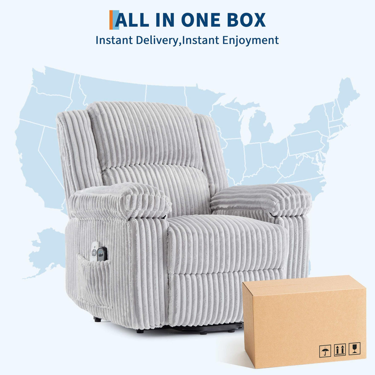 GarveeHome Power Lift Recliner Chair - Heat and Massage, Electric Lift Plush Recliner with Soft Padded Seat, Back Support & Armrests, Designed for The Elderly and People with Mobility Impaired GarveeHome