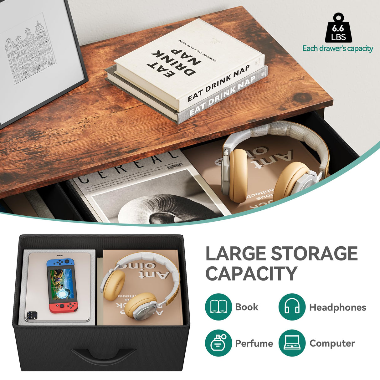 YITAHOME Dresser with 8 Drawers, Tall Storage Tower with 8 Drawers, Black Dresser & Chest of Drawers, Storage Drawer Organizer for Closet, Bedroom, Living Room YITAHOME