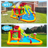 MIRUNAIR Inflatable Bounce House with Slides, Inflatable Water Slide for Kids Backyard, Bounce Water Prak with Air Blower, Splash Pool, Water Cannon, Climbing Wall, Outdoor Backyard Water Park MIRUNAIR