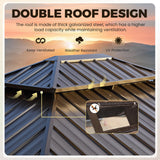 YOLENY 12' x 18' Hardtop Gazebo, Metal Gazebo with Aluminum Frame, Double Galvanized Steel Roof, Curtains and Netting Included, Metal Gazebos Pergolas for Patios, Garden, Parties, Lawns YOLENY