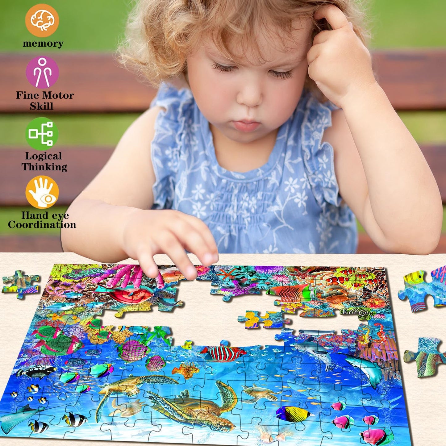 Puzzles for Kids Ages 4-8 Year Old - Underwater World, 100 Piece Jigsaw Puzzle for Kids 4-6-8 Year Old Learning Educational Puzzle Toys Gifts Toddler Puzzles Ages 4-8 for Boys and Girls